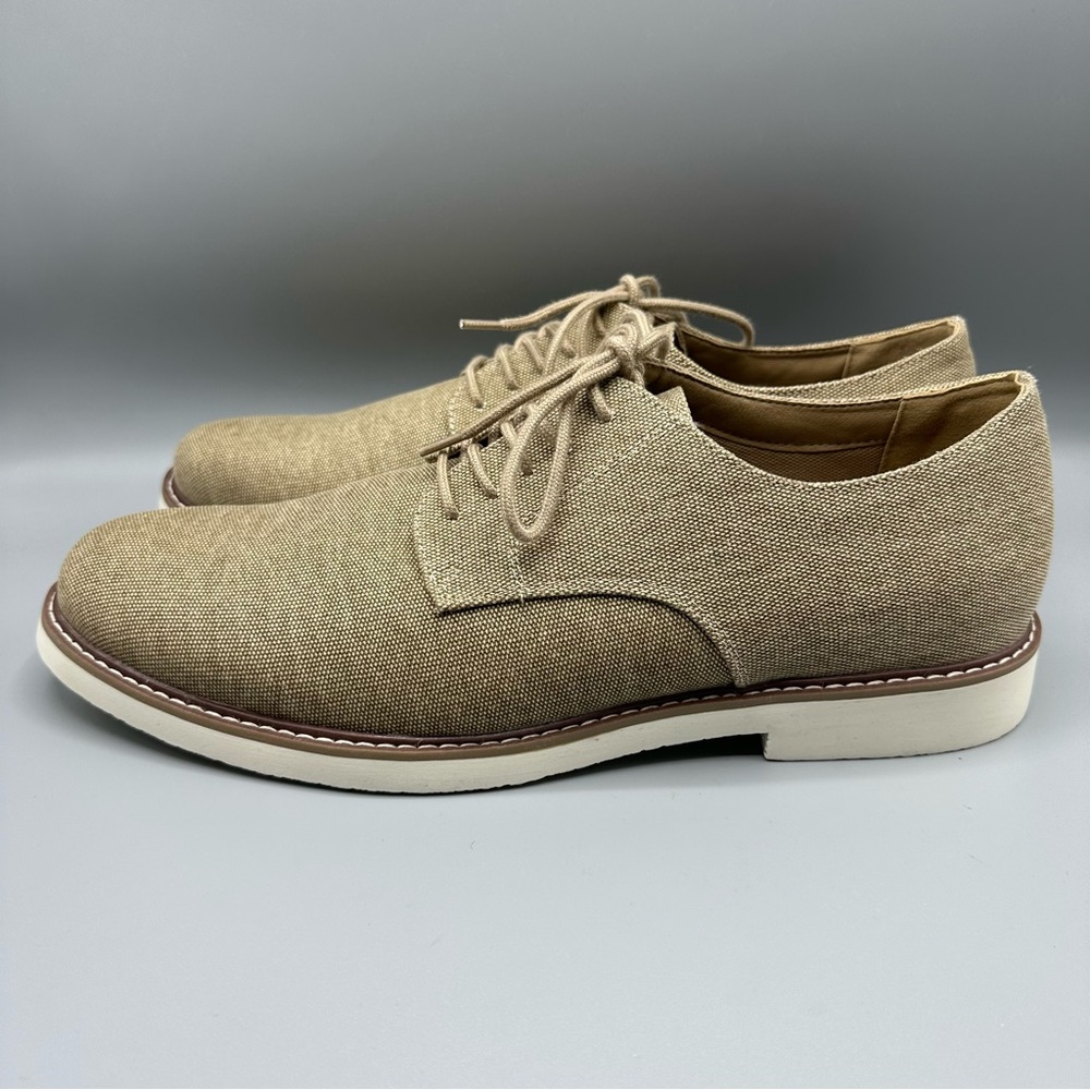 Mutual Weave Memory Foam Dress Sand Canvas Shoes Men’s Size 12 M